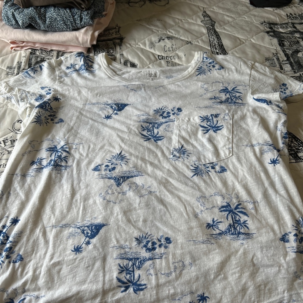 a.n.a White Tee with Blue Accents